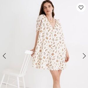 Madewell Floral Print Dress - Cream and Brown
